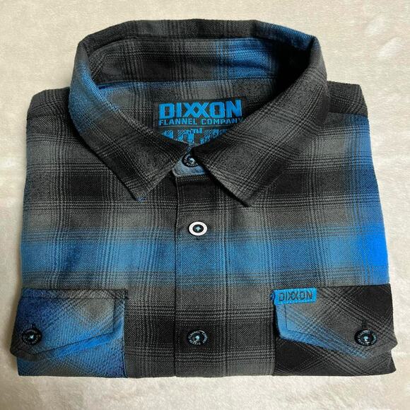 Dixxon Flannel Company 10th St Men's L Blue Black Plaid Button Up Shirt Cottage - Picture 10 of 10